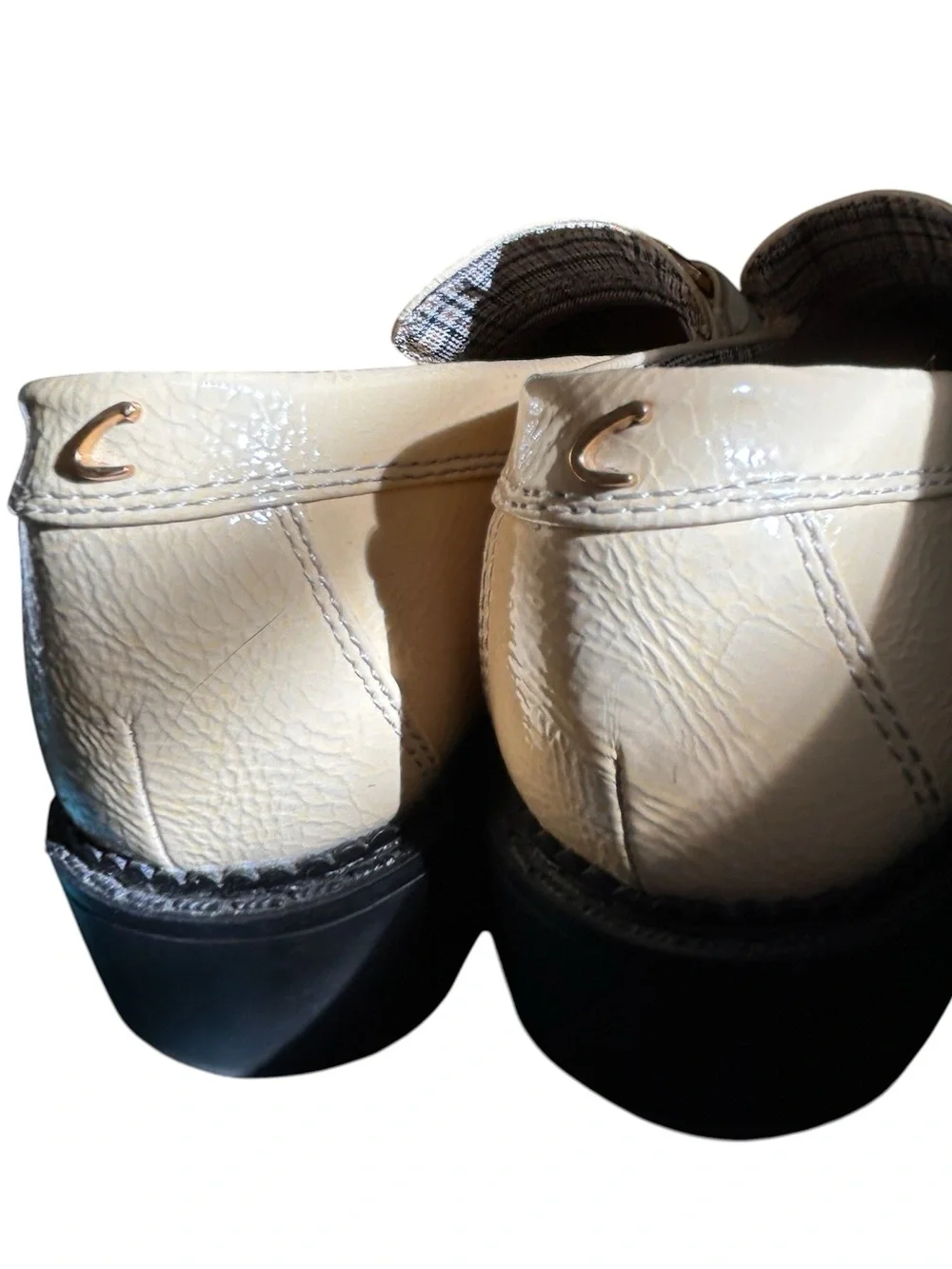 Sam Edelman Circus NY Classic Cream Lug Loafers with Gold Horse Bit Accent 8 1/2